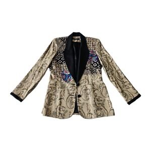 Vtg Canvasbacks L&H Baroque Patchwork Artsy Printed Light Blazer Jacket S